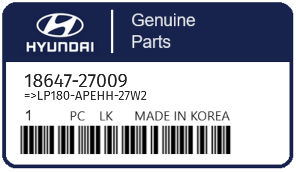 HYUNDAI - 18647-27009 REFERENCE REMPLACEE PAR: 