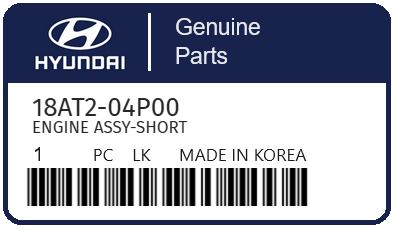 HYUNDAI - 18AT2-04P00 ENGINE ASSY-SHORT