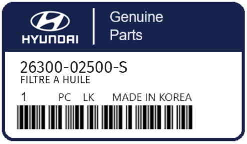 HYUNDAI - 26300-02500-S FILTRE A HUILE