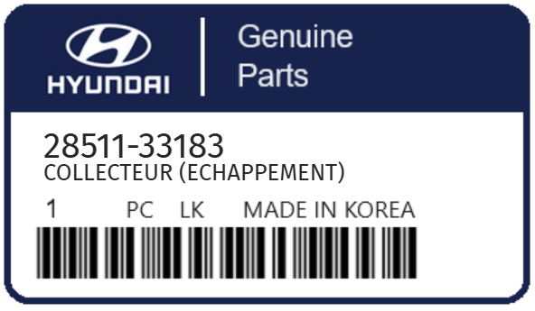 HYUNDAI - 28511-33183 COLLECTEUR (echappement)