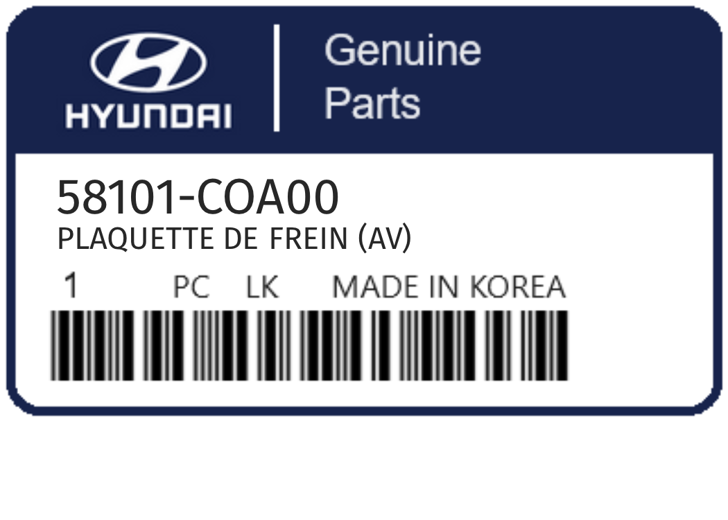 HYUNDAI - 58101-COA00 PLAQUETTE DE FREIN (av)