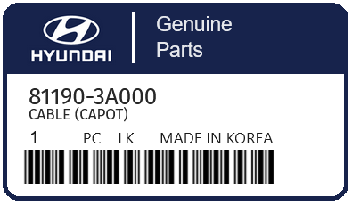 HYUNDAI - 81190-3A000 CABLE (capot)