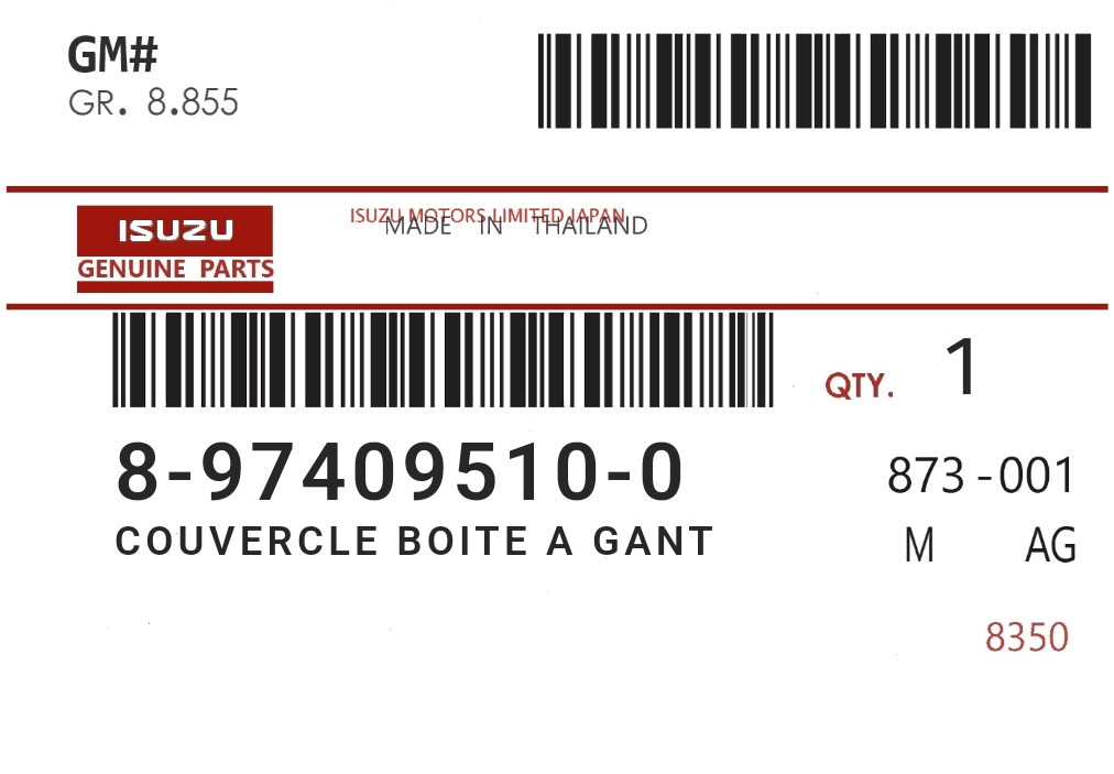 ISUZU - 89740-95100 COUVERCLE BOITE A GANT
