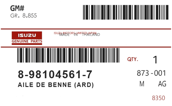 ISUZU - 89810-45617 AILE DE BENNE (ard)