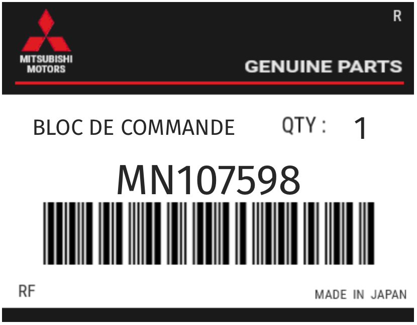 MITSUBISHI - MN107598 BLOC DE COMMANDE