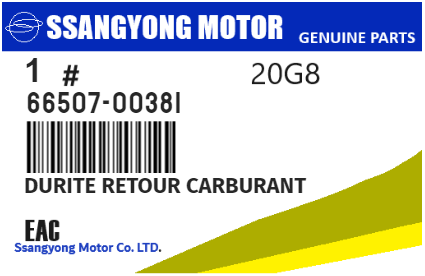 SSANGYONG - 66507-00381 DURITE RETOUR CARBURANT