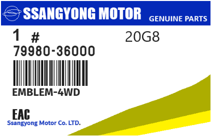 SSANGYONG - 79980-36000 EMBLEME (4wd)