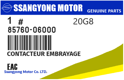 SSANGYONG - 85760-06000 CONTACTEUR EMBRAYAGE