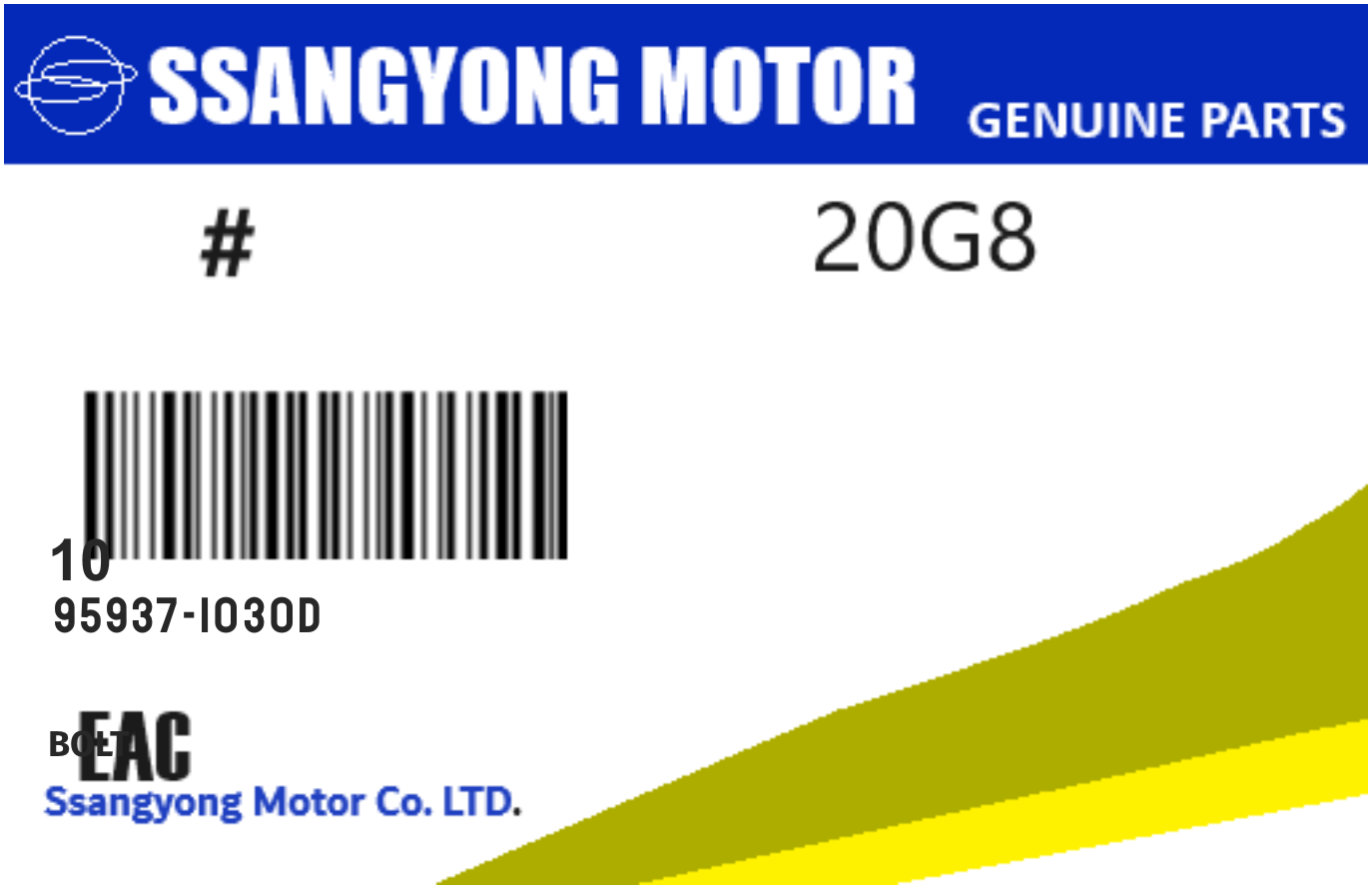 SSANGYONG - 95937-1030D BOLT