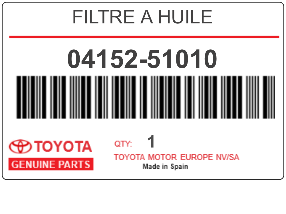 TOYOTA - 04152-51010 FILTRE A HUILE