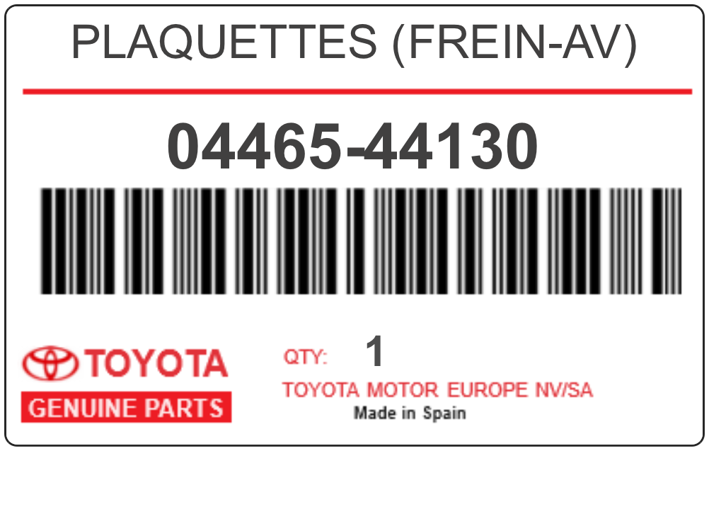 TOYOTA - 04465-44130 PLAQUETTES (frein-av)
