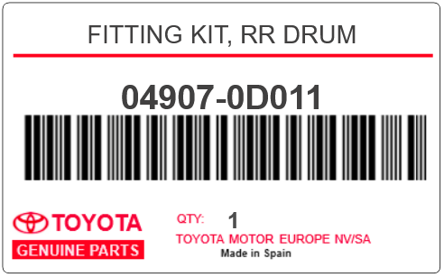 TOYOTA - 04907-0D011 FITTING KIT, RR DRUM