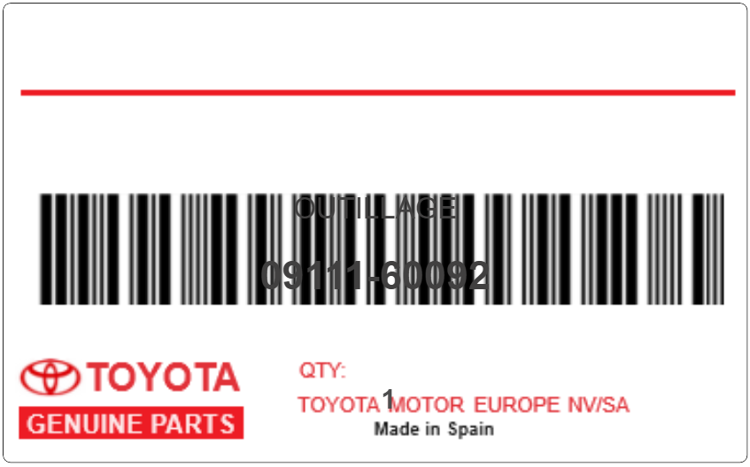 TOYOTA - 09111-60092 OUTILLAGE