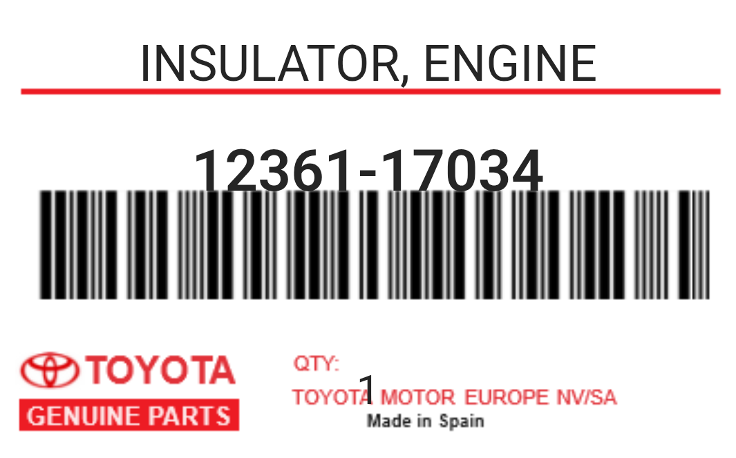 TOYOTA - 12361-17034 INSULATOR, ENGINE