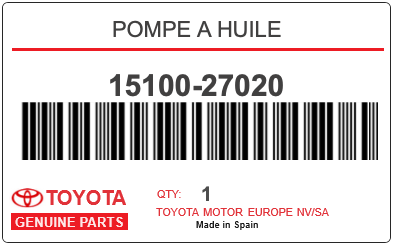 TOYOTA - 15100-27020 POMPE A HUILE