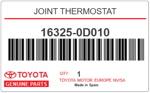 TOYOTA - 16325-0D010 JOINT THERMOSTAT