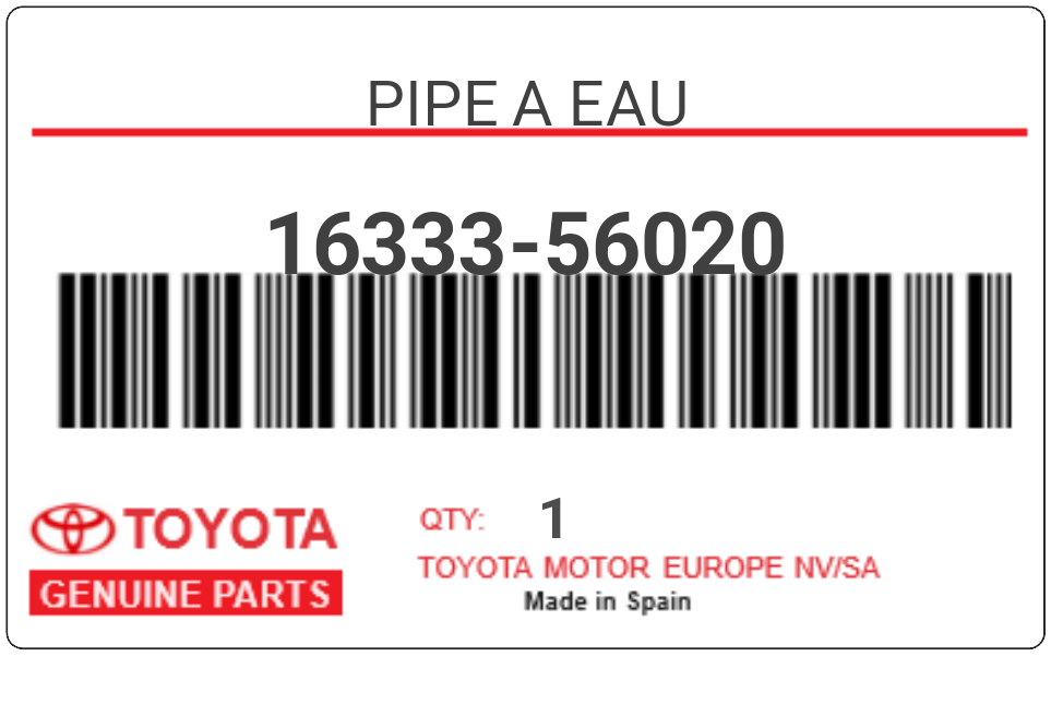 TOYOTA - 16333-56020 PIPE A EAU