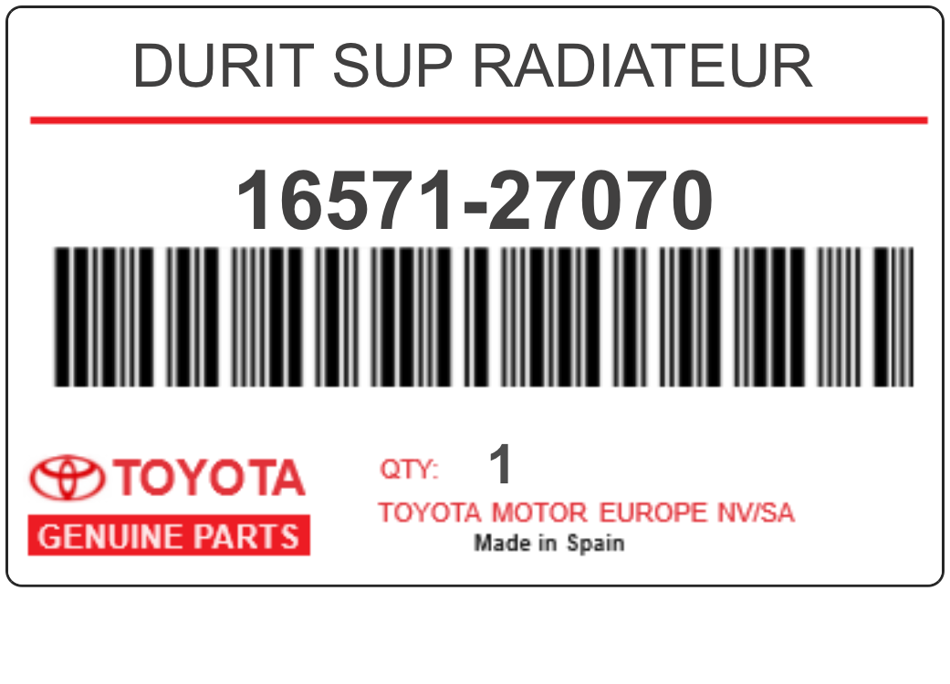 TOYOTA - 16571-27070 DURIT SUP RADIATEUR