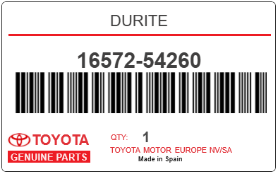 TOYOTA - 16572-54260 DURITE