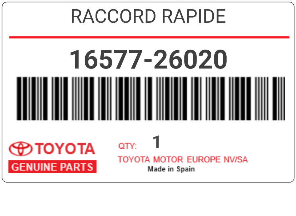 TOYOTA - 16577-26020 RACCORD RAPIDE