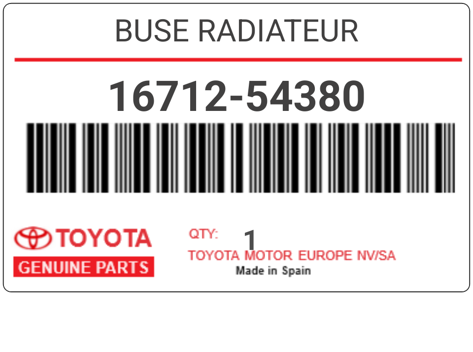 TOYOTA - 16712-54380 BUSE RADIATEUR