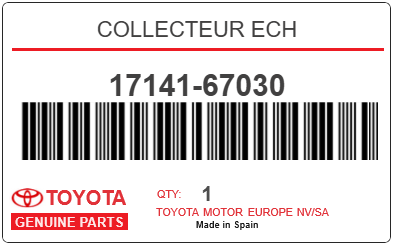 TOYOTA - 17141-67030 COLLECTEUR ECH