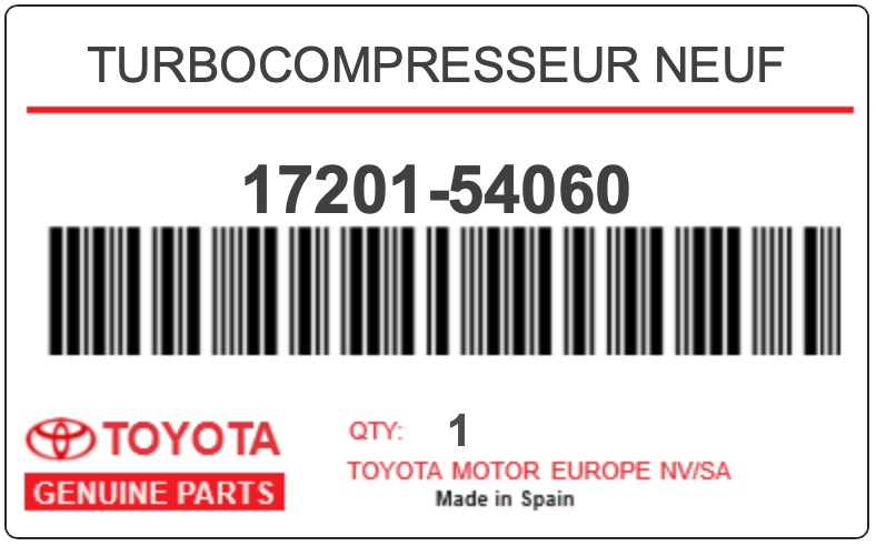 TOYOTA - 17201-54060 TURBOCOMPRESSEUR NEUF