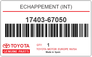 TOYOTA - 17403-67050 ECHAPPEMENT (int)