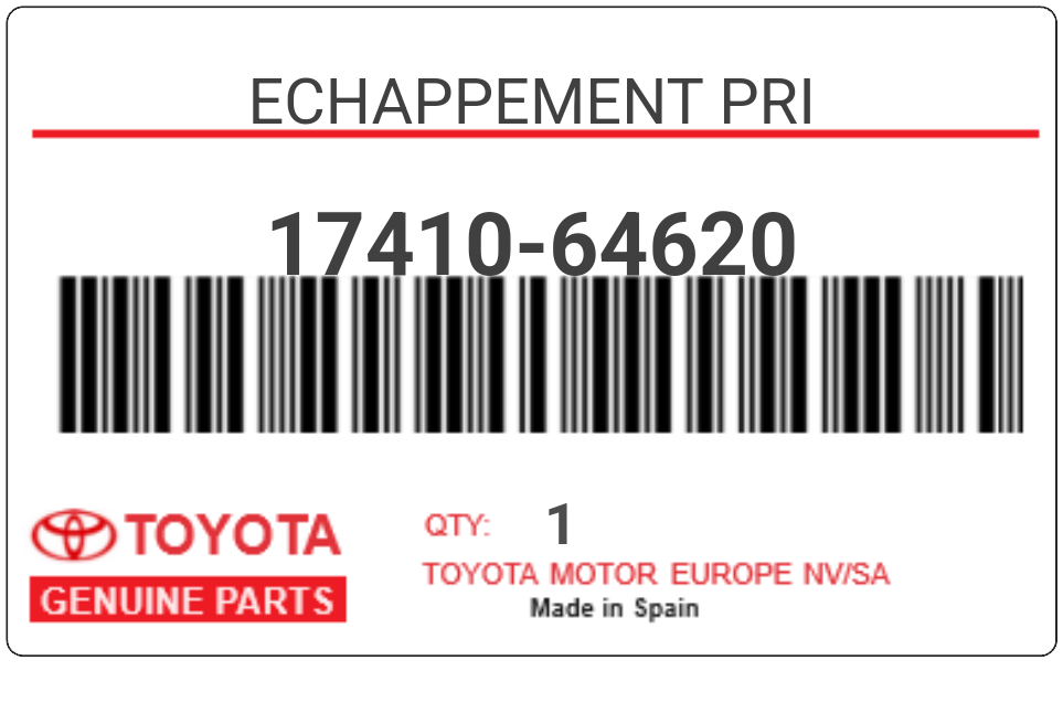 TOYOTA - 17410-64620 ECHAPPEMENT PRI