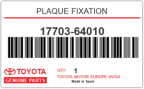 TOYOTA - 17703-64010 PLAQUE FIXATION
