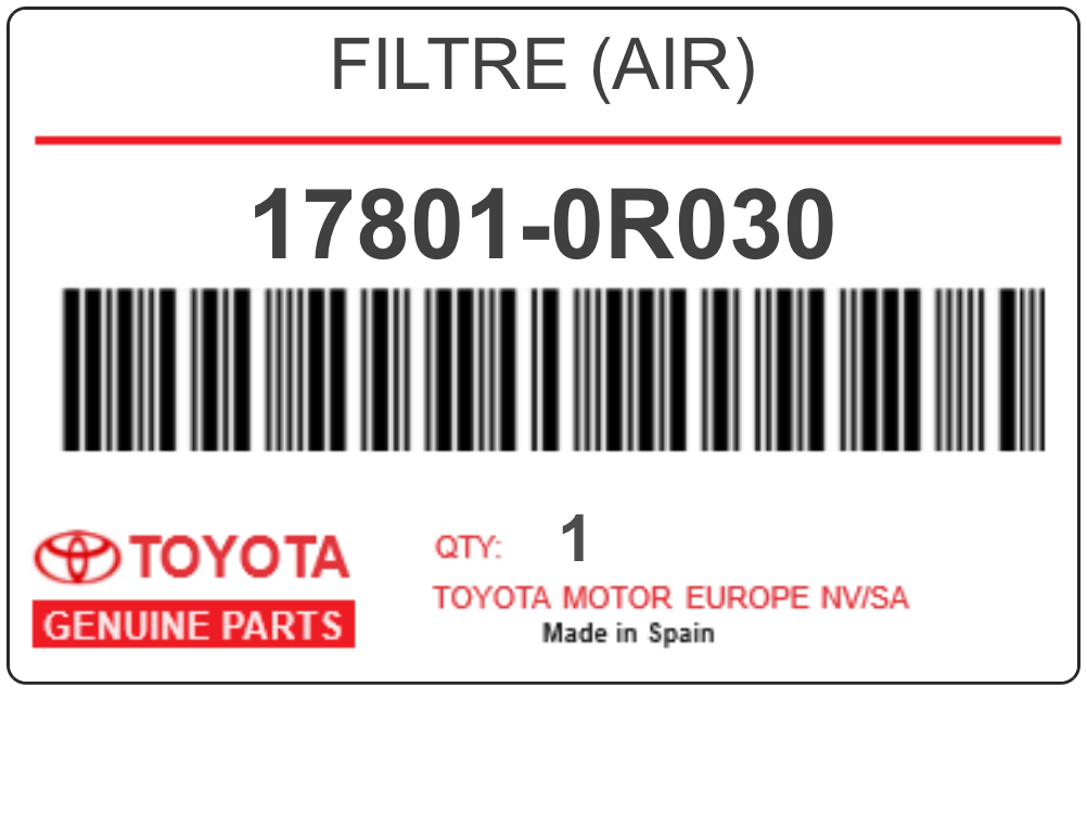 TOYOTA - 17801-0R030 FILTRE (air)