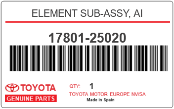 TOYOTA - 17801-25020 ELEMENT SUB-ASSY, AI