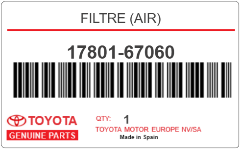 TOYOTA - 17801-67060 FILTRE (air)