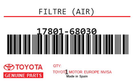 TOYOTA - 17801-68030 FILTRE (air)