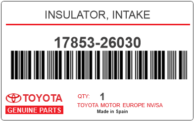 TOYOTA - 17853-26030 INSULATOR, INTAKE