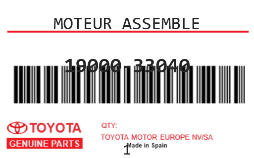 TOYOTA - 19000-33040 MOTEUR ASSEMBLE