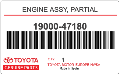 TOYOTA - 19000-47180 ENGINE ASSY, PARTIAL