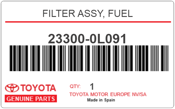 TOYOTA - 23300-0L091 FILTER ASSY, FUEL
