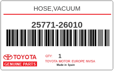 TOYOTA - 25771-26010 HOSE,VACUUM