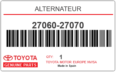 TOYOTA - 27060-27070 ALTERNATEUR
