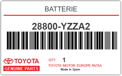 TOYOTA - 28800-YZZA2 BATTERIE