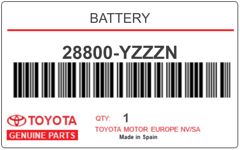 TOYOTA - 28800-YZZZN BATTERY