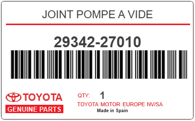TOYOTA - 29342-27010 JOINT POMPE A VIDE