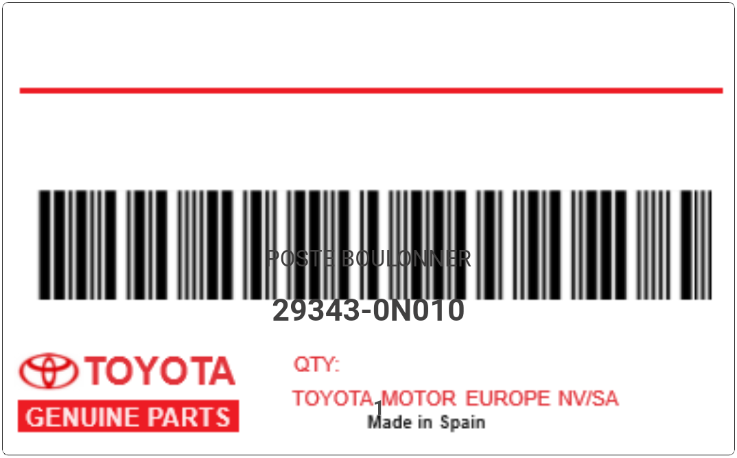 TOYOTA - 29343-0N010 POSTE BOULONNER