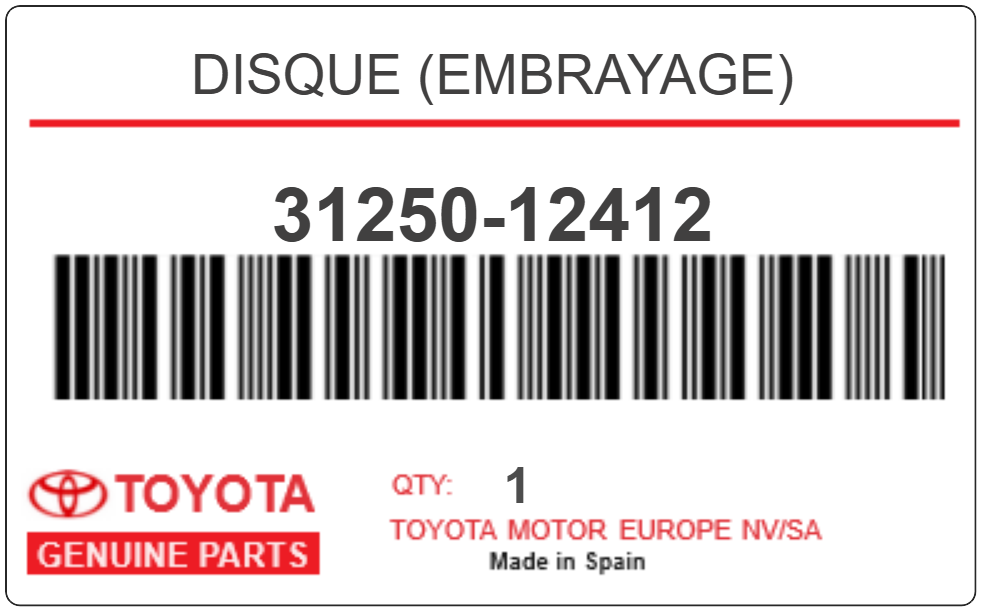 TOYOTA - 31250-12412 DISQUE (embrayage)