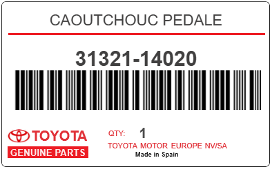 TOYOTA - 31321-14020 CAOUTCHOUC PEDALE