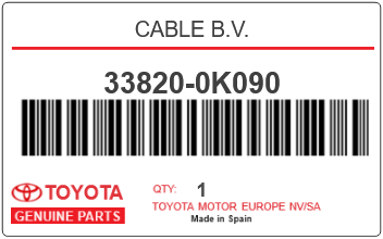 TOYOTA - 33820-0K090 CABLE B.V.