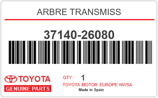 TOYOTA - 37140-26080 ARBRE TRANSMISS