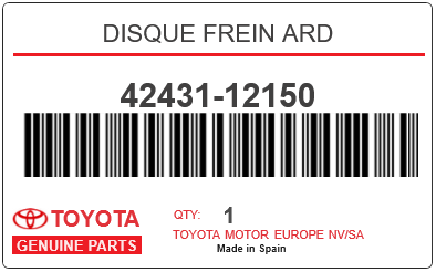 TOYOTA - 42431-12150 DISQUE FREIN ARD