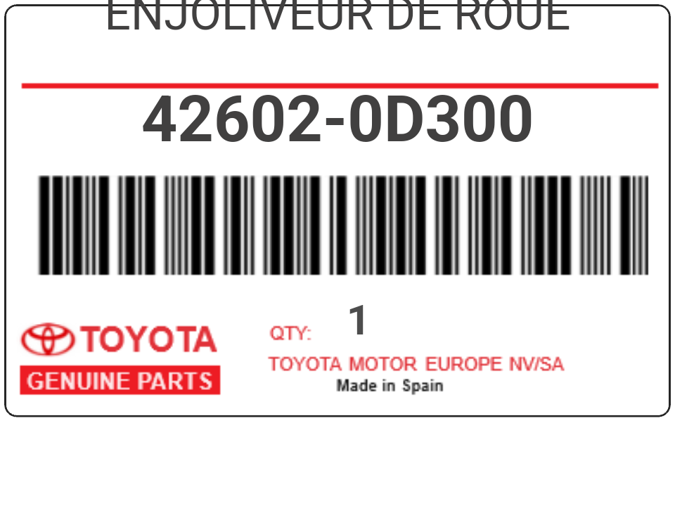 TOYOTA - 42602-0D300 ENJOLIVEUR DE ROUE